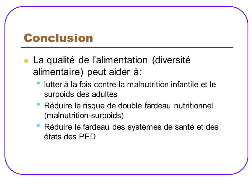 conclusion sur la malnutrition
